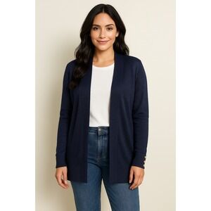 Lilly Pulitzer‎ Navy Blue Knit Cardigan Sweater Size Small Coastal Grandma Linen